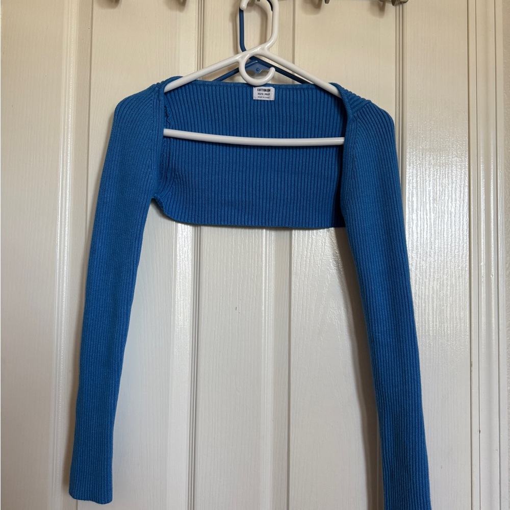 Cotton On blue Ribbed bolero